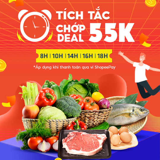 Shopee Food ưu đãi voucher đến 55k vào khung giờ vàng