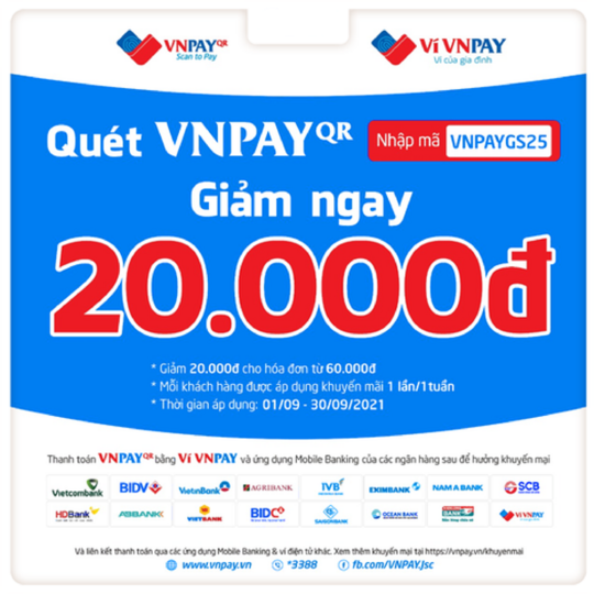 GS25 giảm 20K khi thanh toán qua VNPAY