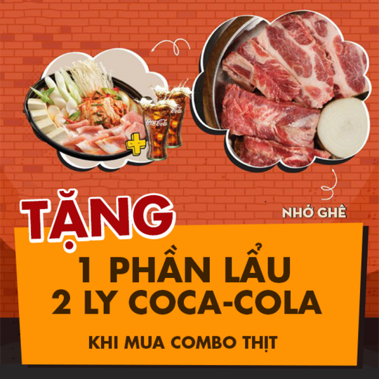 K-pub tặng 1 lẩu & 2 ly coca khi mua combo thịt