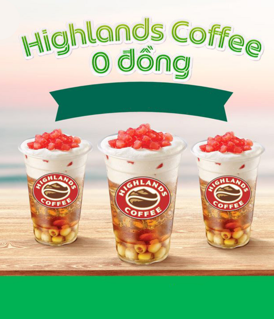 Highlands Coffee ưu đãi 0Đ khi đặt qua GrabFood