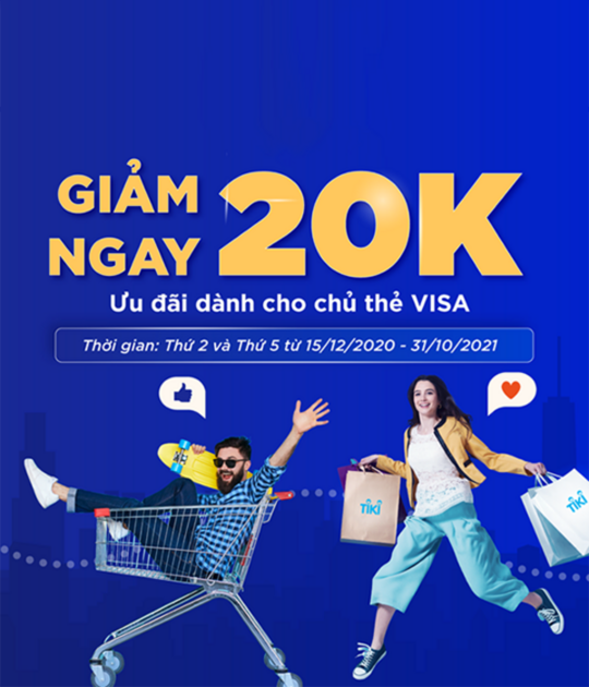 Tiki giảm 20k cho chủ thẻ Visa