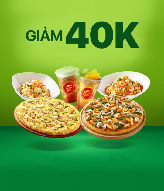 Pizza Hut giảm 40k cho đơn từ 250k qua GrabFood