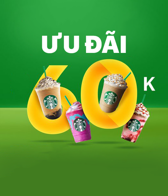 Starbucks Vietnam ưu đãi đến 60k khi đặt qua GrabFood