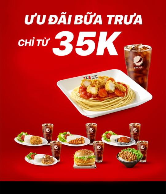 KFC ưu đãi bữa trưa tiết kiệm 35K