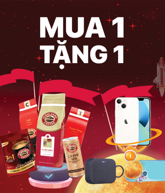 Highlands Coffee ưu đãi mua 1 tặng 1 khi mua tại Lazada