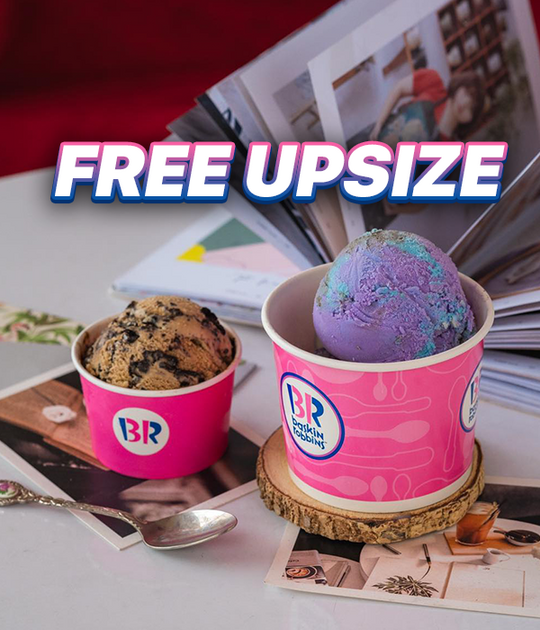 Baskin Robbins ưu đãi free upsize vào thứ 6